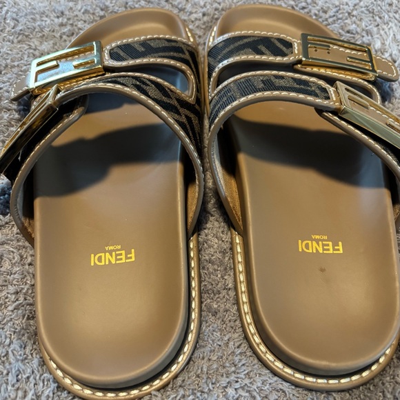 Fendi Black and Gold Sandals - Picture 10 of 13
